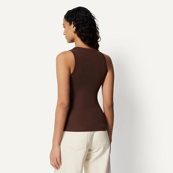 Brown Sleeveless Ribbed Tank Top image 3